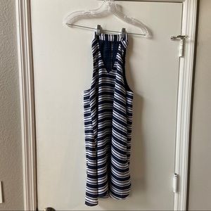 Vici key hole navy and white striped mini dress